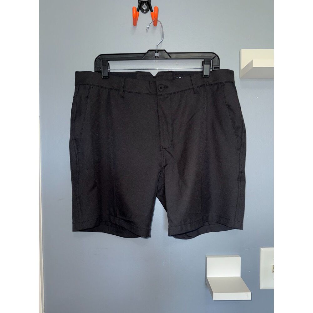 Men's Dunning Golf Black Flat Front Performance Shorts | Size 36, 7 Inch Inseam